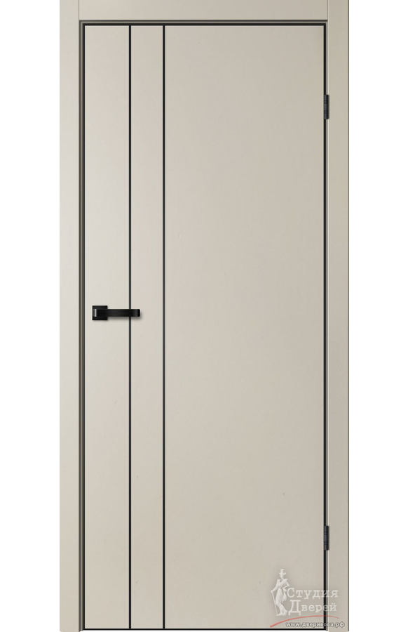 Полотно дверное глухое TR02 GVI цвет айриш (черный молдинг и алюм.кромка с 4-х сторон, магнитная защелка)